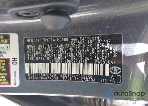 2017 Toyota Corolla Xse from USA, damaged, VIN 2T1BURHE9HC841365